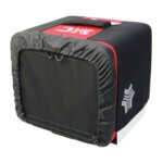 front view of red delivery box for motorbikes
